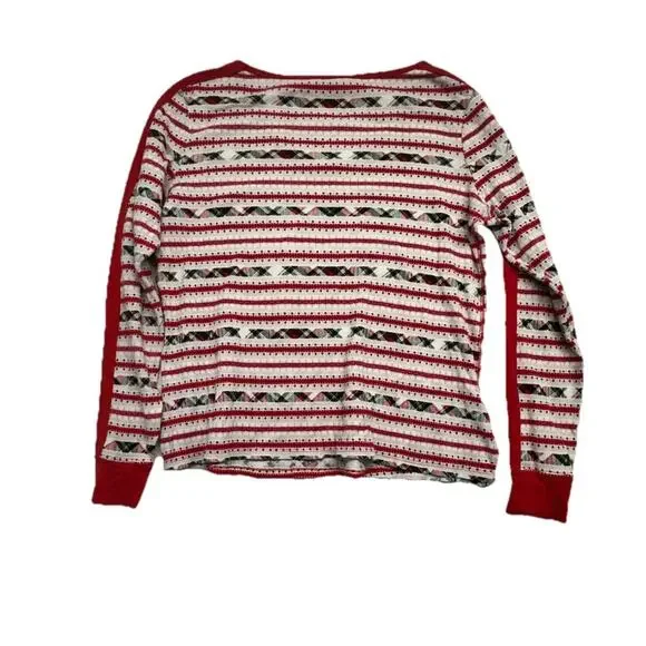 Victorias Secret Womens Medium Fireside Thermal Pajama Set Red Fair Isle - Picture 12 of 12